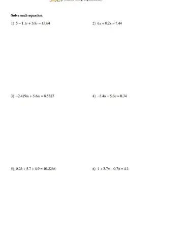 Multistep Equations with decimals