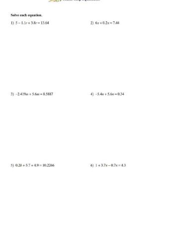 Multistep Equations with decimals