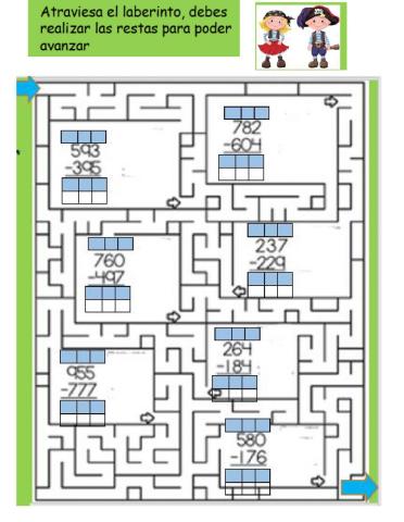 Laberinto de restas llevando