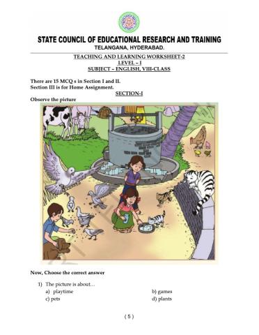 8 Class Level 1 Work Sheet 2