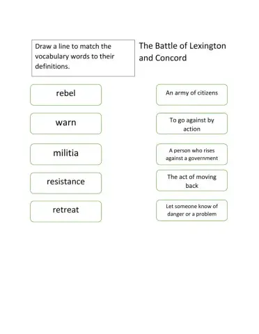 The Battle of Lexington and Concord Matching