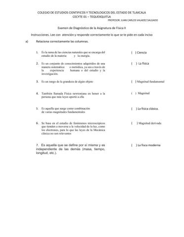 DIAGNOSTICO DE FISICA II