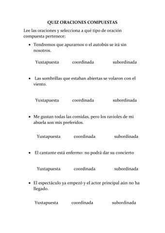 Oraciones compuestas