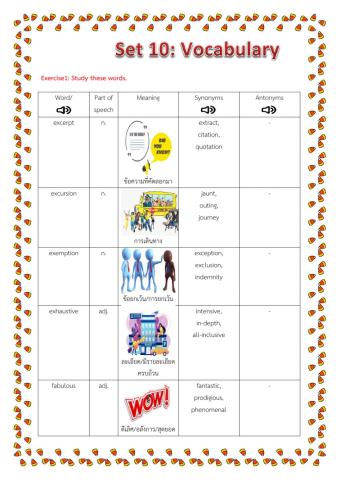 Vocabulary Set 10