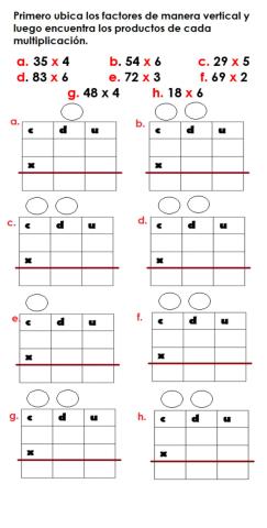 Multiplicación por una cifra reagrupando