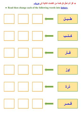 تحليل الكلمة إلى حروف