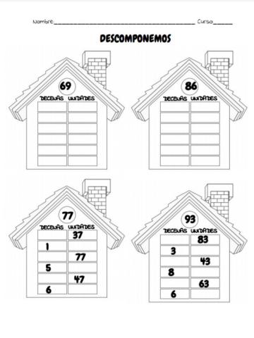 Descomposición unidades decenas