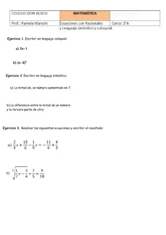 Lenguaje simbólico y coloquial