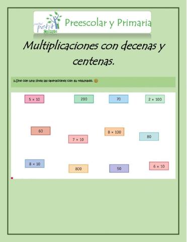 Multiplicaciones con decenas y centenas