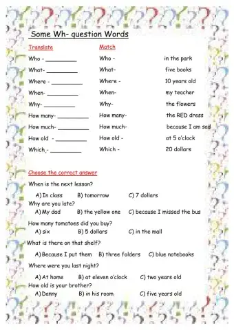 Some Wh Question Words