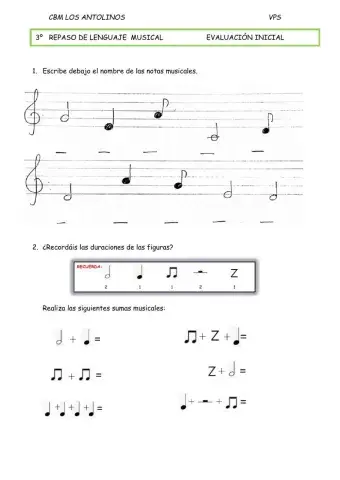 3º Repaso. Evaluación inicial