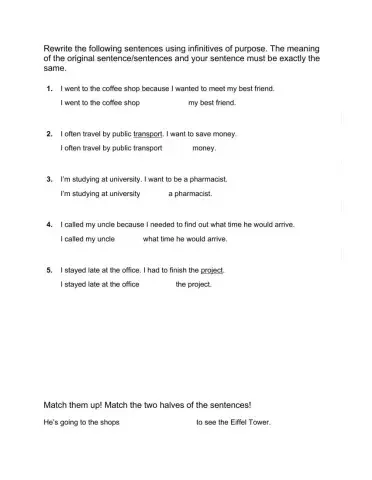 Infinitives of Purpose