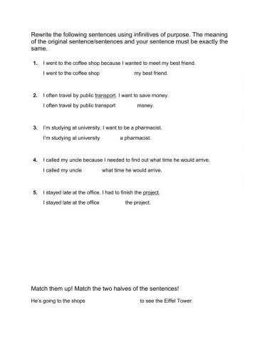 Infinitives of Purpose