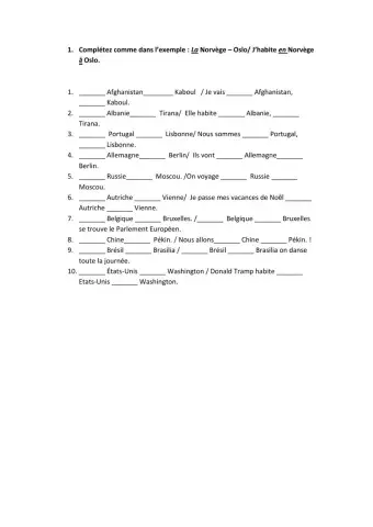 Prepositions de lieu
