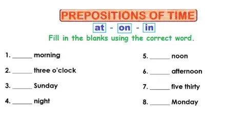Prepositions of Time