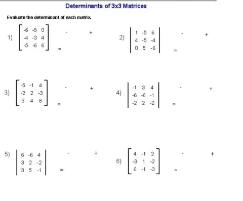 Matrices determinants