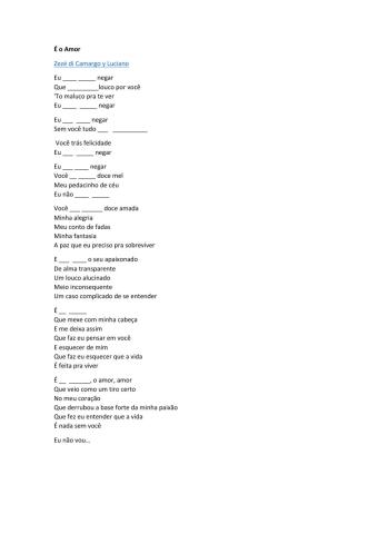 Atividade com música É o amor