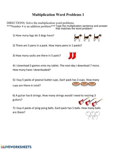 Multiplication words problems