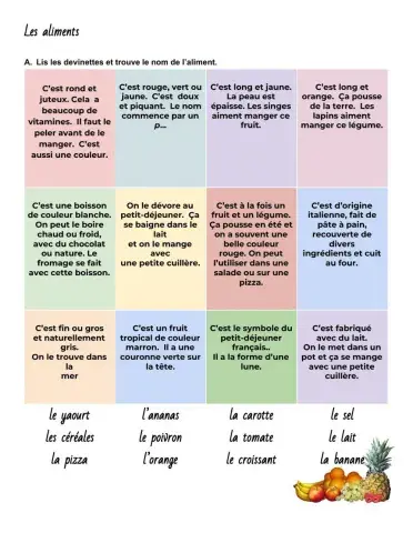 Les aliments en français et l'article partitif