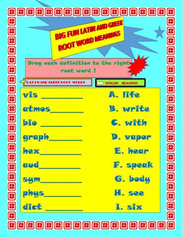 Big Game with Latin and Greek Root Words