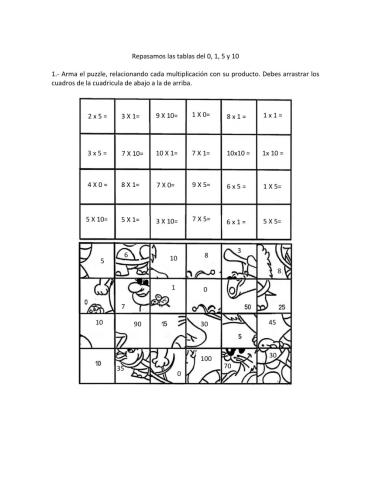 Puzzle repaso tablas 0,1,5 y 10