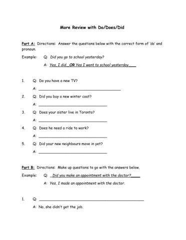 Review with Do-Does-Did