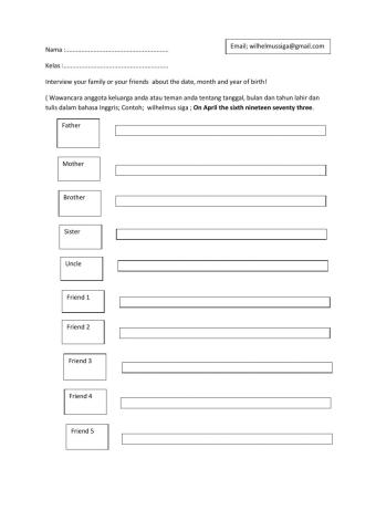 Date, month and year