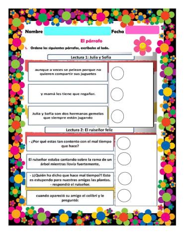 El párrafo, ordenar párrafos