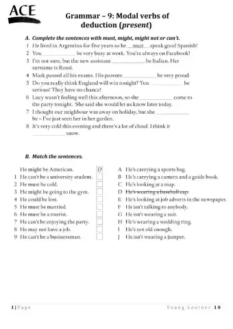 Modal verbs of deduction (Present)