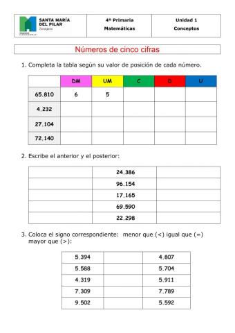 Números de 5 cifras