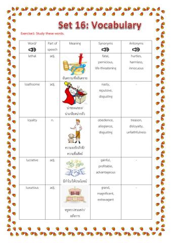 Vocabulary Set 16