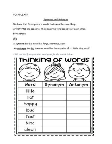 Synonyms and antonyms