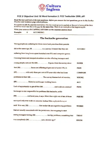 FCE2 Un.19 Word Formation 2