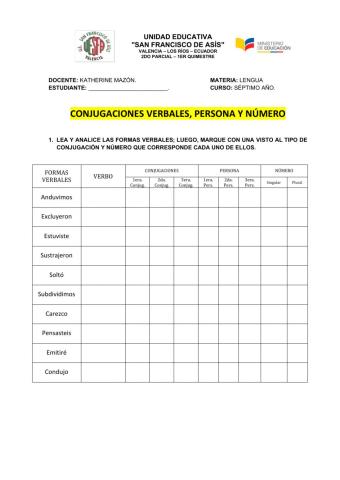 Conjugaciones, persona y número