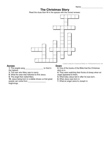 The Christmas Story Crossword Puzzle