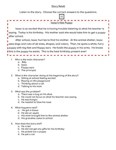 Story Retell -Isaac's New Puppy