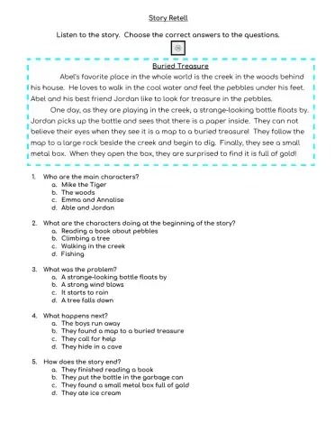 Story Retell - Buried Treasure