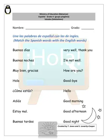 Bahamas Primary Spanish Grade 4 Salutations