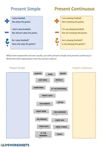 Present Simple & Present Continuous -  Key Words