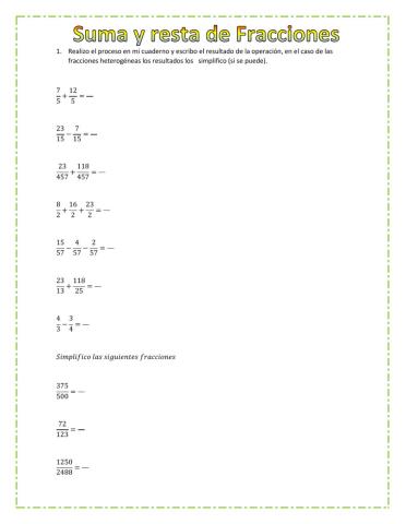 Suma y resta de fracciones