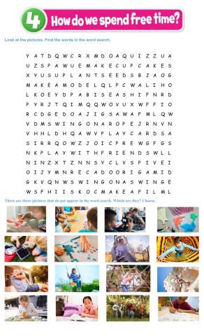 How do we spend free time? Wordsearch