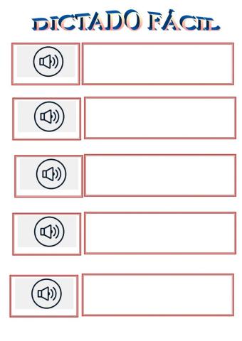 Dictado:pez, sapo, amiga, bicicleta, hipopotamo