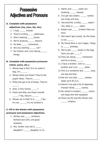 POSSESSIVE ADJECTIVES AND PRONOUNS