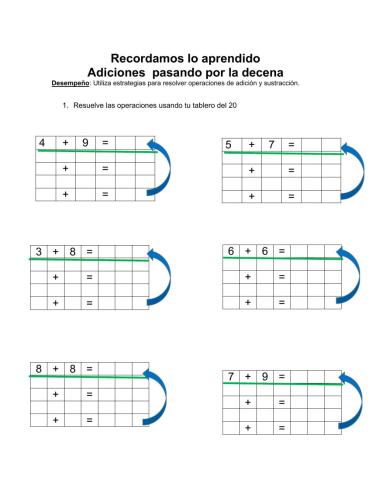 Sumas pasando por el 10