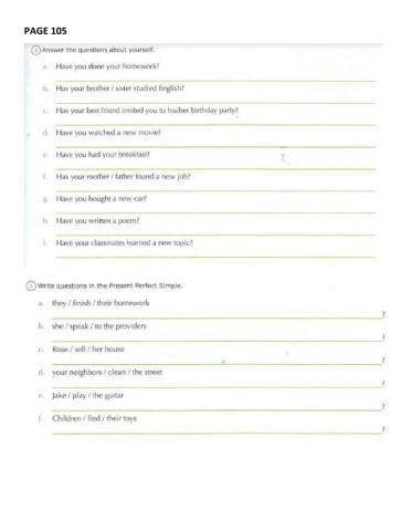 Present perfect question 105