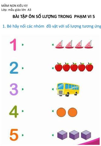 Ôn số lượng trong  phạm vi 5