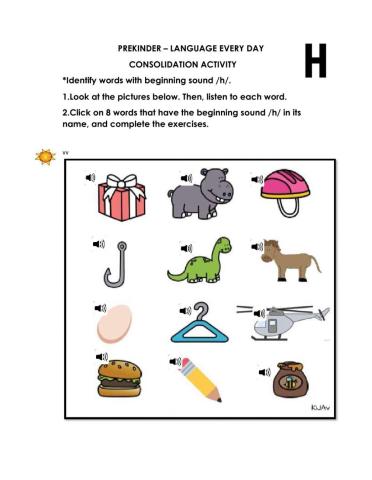 Identify words with beginning soung-h- in its name.