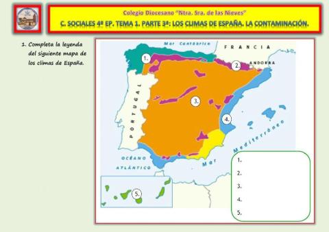 Tema 1. 3ª Parte. Los climas de España. La contaminación.