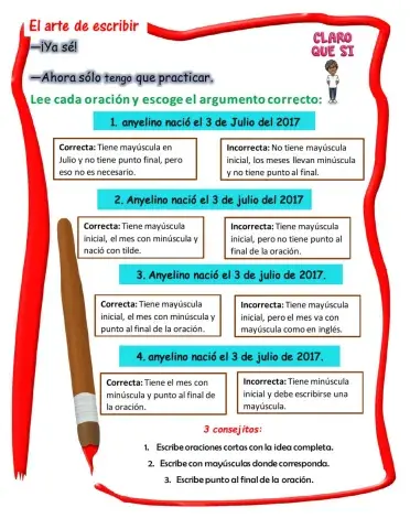 La escritura de oraciones