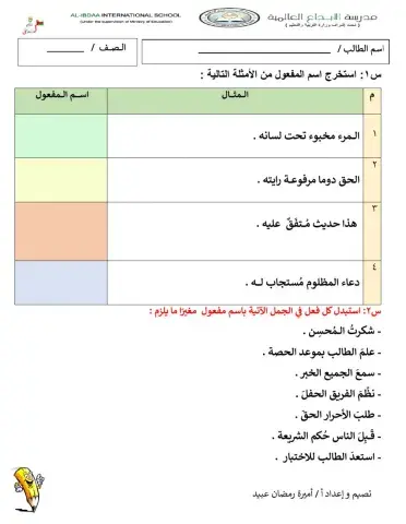 تدريبات اسم المفعول